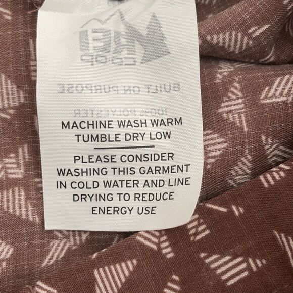 REI Long Sleeve Button Down Brown Shirt With Geometric Pattern. Size Large. - Picture 12 of 12